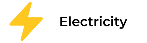 Yellow lightning bolt to the left of the text electricity